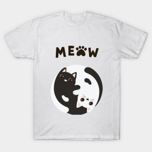 Yin Yang Black & White cat T-Shirt